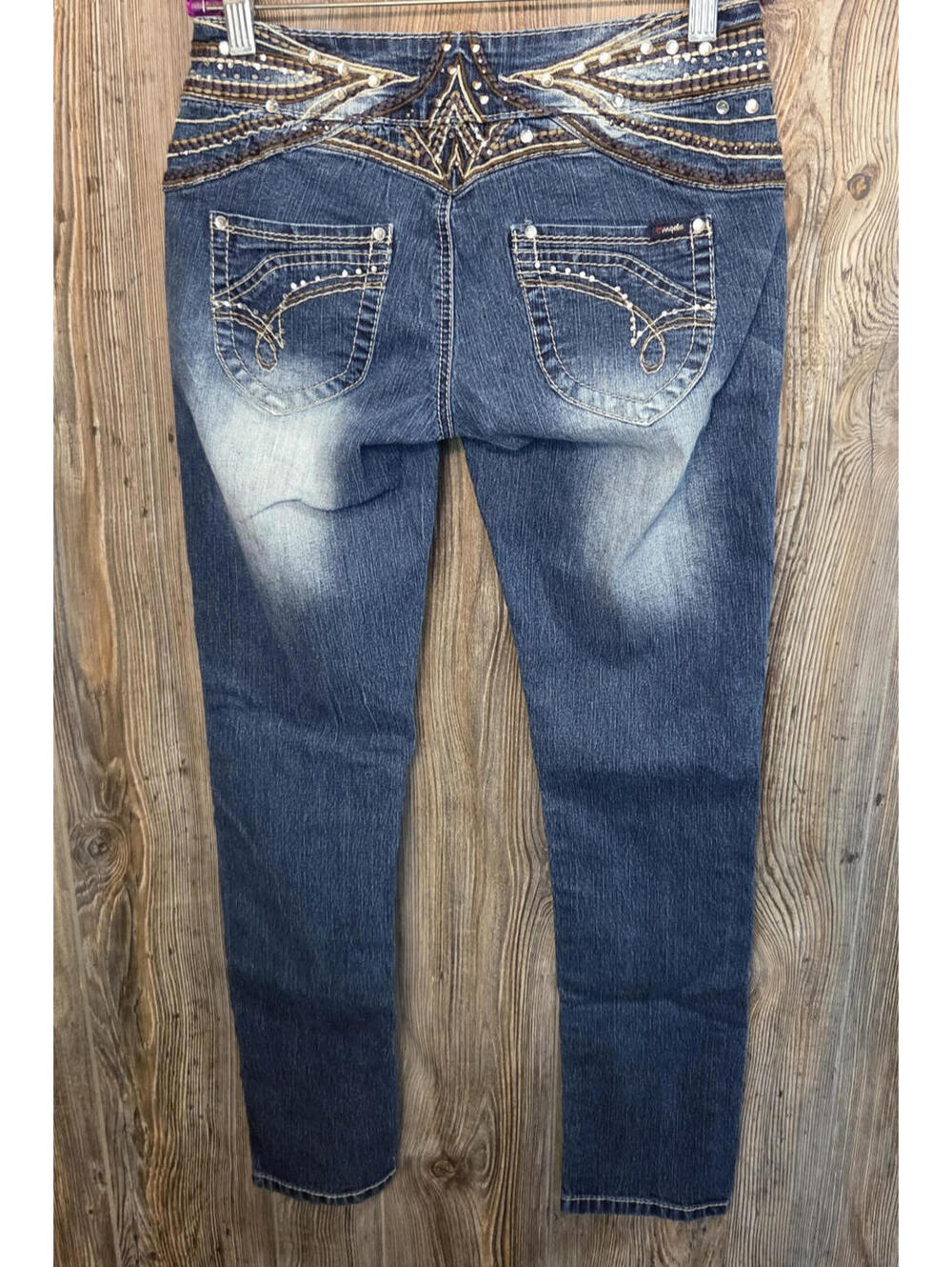 Angels Denim Blue Jeans Women Size 7 (26x29) Skinny Studded Western Rodeo